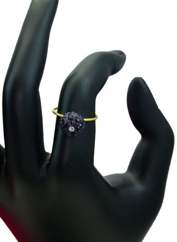 18 Karat Solid Yellow Gold Simple 10 mm Crystal Ball Ring