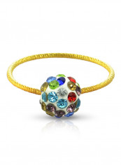 18 Karat Solid Yellow Gold Simple 10 mm Crystal Ball Ring