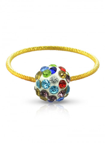 18 Karat Solid Yellow Gold Simple 10 mm Crystal Ball Ring