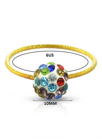 18 Karat Solid Yellow Gold Simple 10 mm Crystal Ball Ring