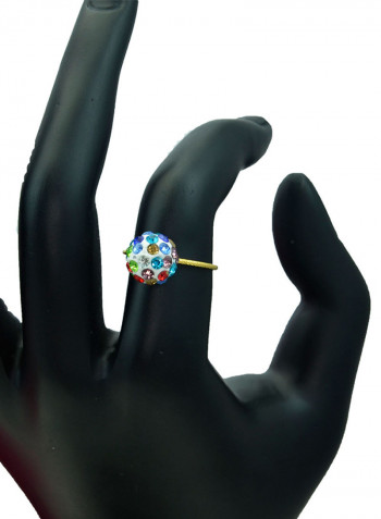 18 Karat Solid Yellow Gold Simple 10 mm Crystal Ball Ring