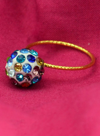 18 Karat Solid Yellow Gold Simple 10 mm Crystal Ball Ring