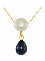 18 Karat Yellow Gold Button Pearl Drop Pendant Necklace