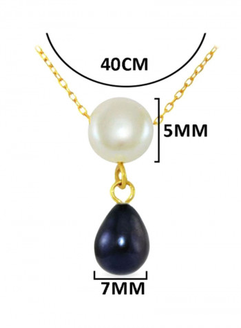 18 Karat Yellow Gold Button Pearl Drop Pendant Necklace