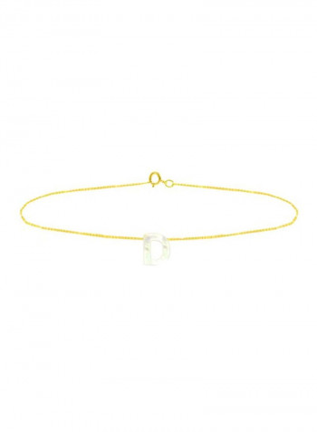 18K Gold D Letter Mother Of Pearl Chain Bracelet