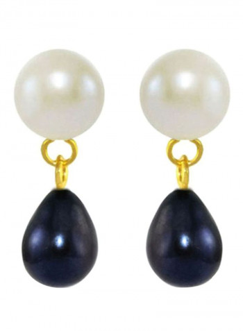 18 Karat Gold Button Pearl Earrings