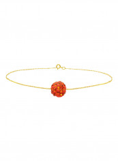 18 Karat Solid Yellow Gold Simple 10 mm Crystal Ball Chain Bracelet