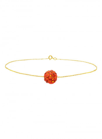 18 Karat Solid Yellow Gold Simple 10 mm Crystal Ball Chain Bracelet