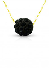 18 Karat Solid Yellow Gold Simple 10 mm Crystal Ball Pendant Necklace