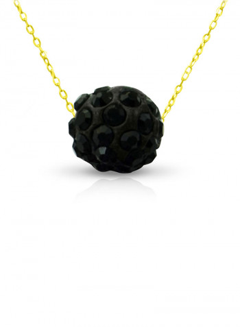 18 Karat Solid Yellow Gold Simple 10 mm Crystal Ball Pendant Necklace