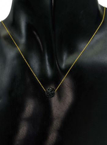18 Karat Solid Yellow Gold Simple 10 mm Crystal Ball Pendant Necklace