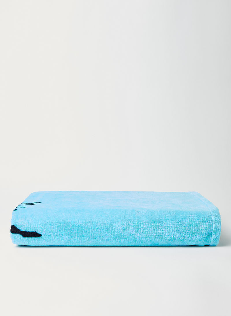 Logo Cotton Beach Towel Blue 26 x 52inch