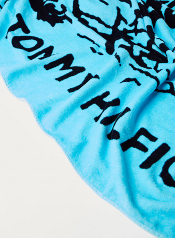 Logo Cotton Beach Towel Blue 26 x 52inch