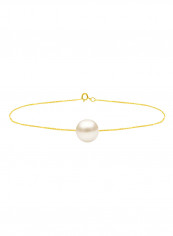 18 Karat Solid Yellow Gold With 8 mm Pearl Chain Bracelet