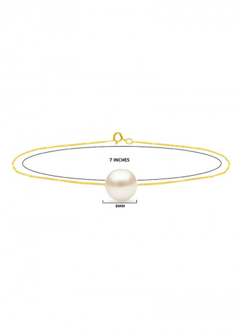18 Karat Solid Yellow Gold With 8 mm Pearl Chain Bracelet