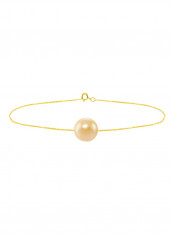18 Karat Solid Yellow Gold With 8 mm Pearl Chain Bracelet