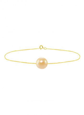 18 Karat Solid Yellow Gold With 8 mm Pearl Chain Bracelet
