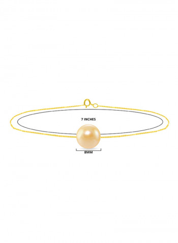 18 Karat Solid Yellow Gold With 8 mm Pearl Chain Bracelet