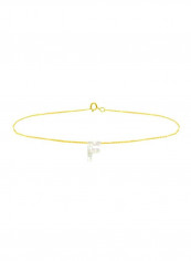 18 Karat Gold F Letter Pearls studded Chain Bracelet