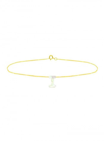 18 Karat Gold I Letter Mother Of Pearl Bracelet