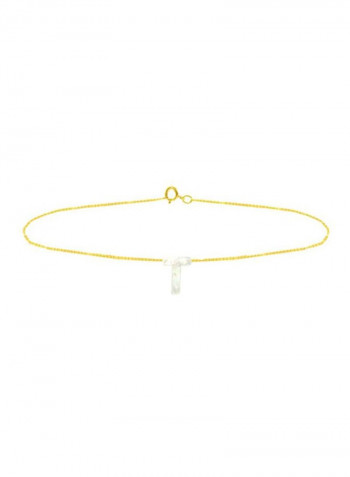 18 Karat Gold T Letter Mother Of Pearl Bracelet
