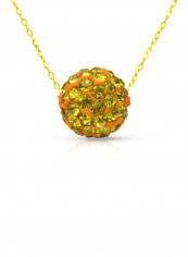 18 Karat Solid Yellow Gold Simple 10 mm Crystal Ball Pendant Necklace