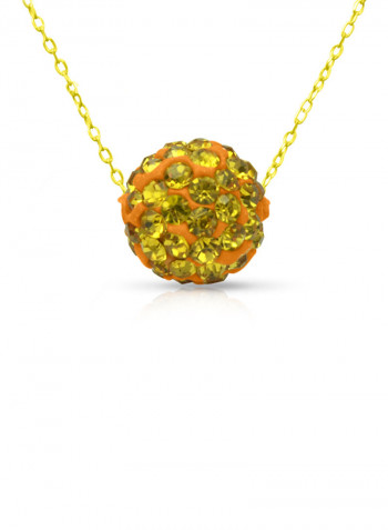 18 Karat Solid Yellow Gold Simple 10 mm Crystal Ball Pendant Necklace