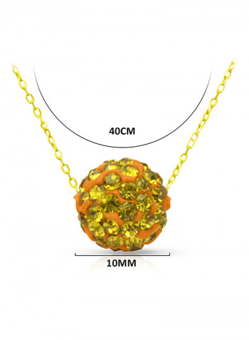 18 Karat Solid Yellow Gold Simple 10 mm Crystal Ball Pendant Necklace