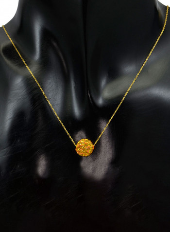 18 Karat Solid Yellow Gold Simple 10 mm Crystal Ball Pendant Necklace