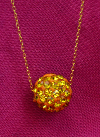 18 Karat Solid Yellow Gold Simple 10 mm Crystal Ball Pendant Necklace