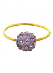 18 Karat Solid Yellow Gold Simple 10 mm Crystal Ball Ring