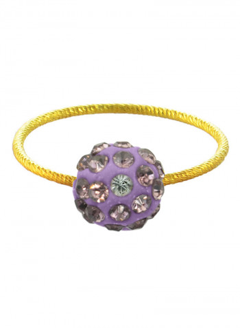 18 Karat Solid Yellow Gold Simple 10 mm Crystal Ball Ring