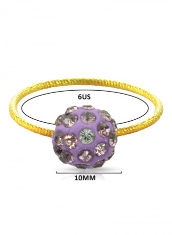 18 Karat Solid Yellow Gold Simple 10 mm Crystal Ball Ring