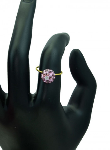 18 Karat Solid Yellow Gold Simple 10 mm Crystal Ball Ring
