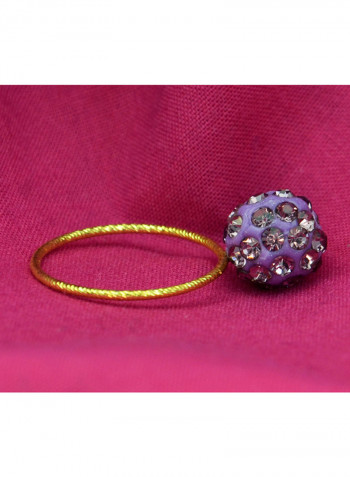 18 Karat Solid Yellow Gold Simple 10 mm Crystal Ball Ring