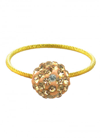 18 Karat Solid Yellow Gold Simple 10 mm Crystal Ball Ring