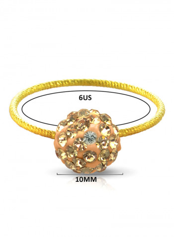18 Karat Solid Yellow Gold Simple 10 mm Crystal Ball Ring