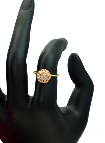 18 Karat Solid Yellow Gold Simple 10 mm Crystal Ball Ring