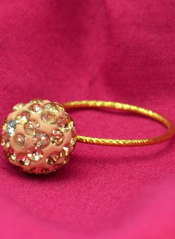 18 Karat Solid Yellow Gold Simple 10 mm Crystal Ball Ring