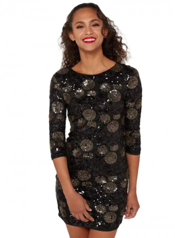 Roma Sequin Dress Black