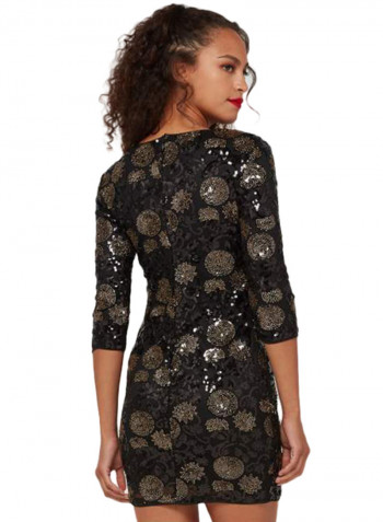 Roma Sequin Dress Black
