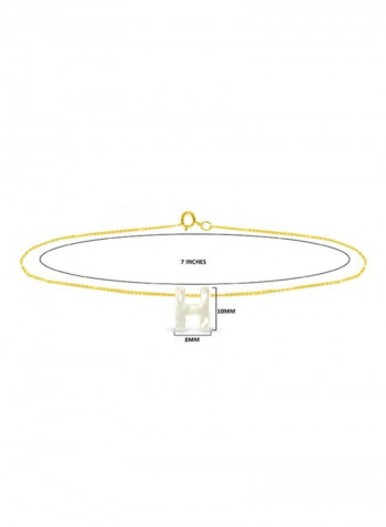 18 Karat Gold H Letter Mother Of Pearl Chain Bracelet