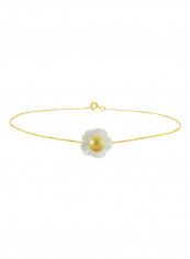 18 Karat Solid Yellow Gold Mother Of Pearl Shell With 4 mm Pearl Chain Bracelet reviews 18 Karat Solid Yellow Gold Mother Of Pearl Shell With 4 mm Pearl Chain Bracelet
