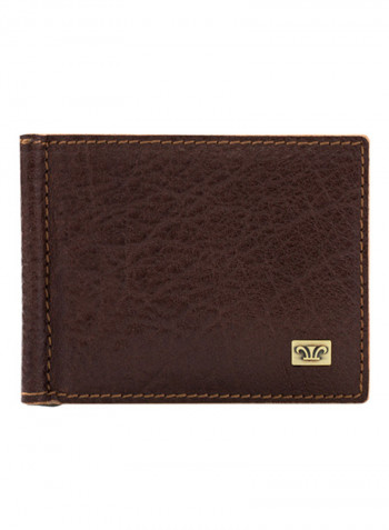 Ridge Leather Money Clip Wallet Dark Brown