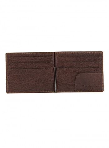 Ridge Leather Money Clip Wallet Dark Brown