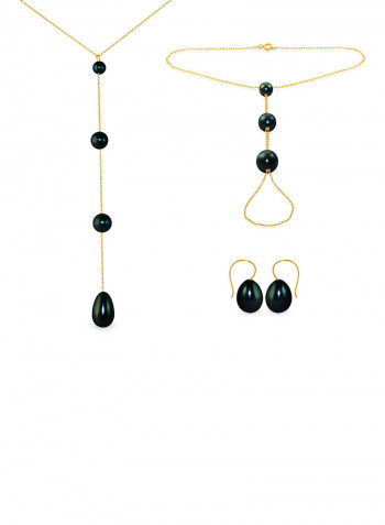 10 Karat Gold Drop Pearl Jewellery Set