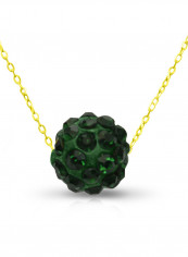 18 Karat Solid Yellow Gold Simple 10 mm Crystal Ball Pendant Necklace
