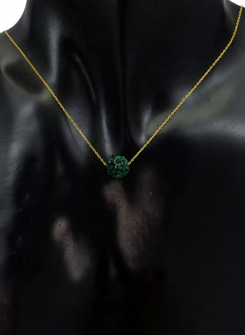 18 Karat Solid Yellow Gold Simple 10 mm Crystal Ball Pendant Necklace