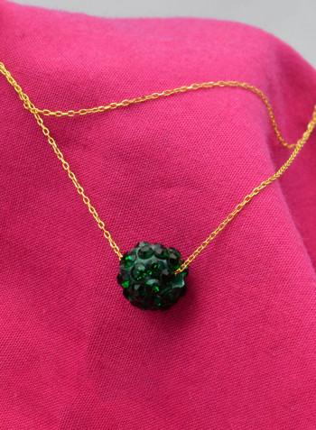 18 Karat Solid Yellow Gold Simple 10 mm Crystal Ball Pendant Necklace