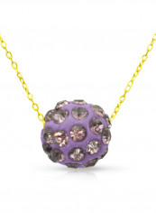 18 Karat Solid Yellow Gold Simple 10 mm Crystal Ball Pendant Necklace
